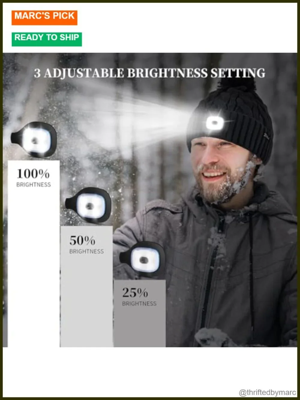 USB Rechargeable LED Lighted Beanie - Unisex Winter Hat with Adjustable
